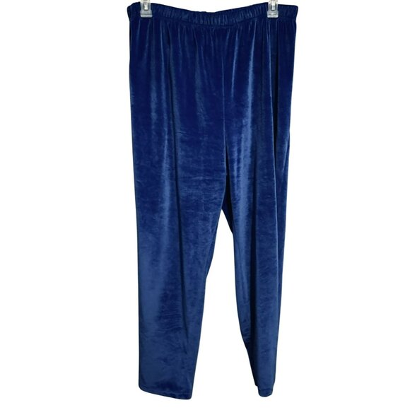Roman's Vintage Y2K Velour Track Suit Royal Blue Zip Front Jacket & Pants 1X - Picture 2 of 5